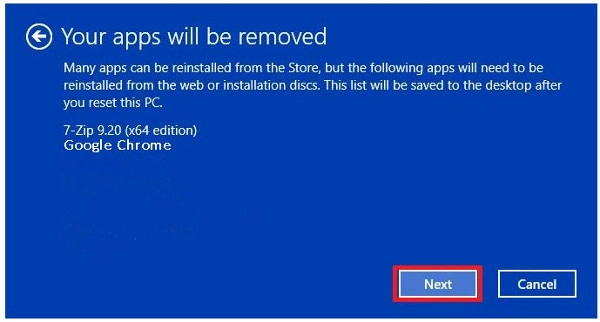 reset windows 10