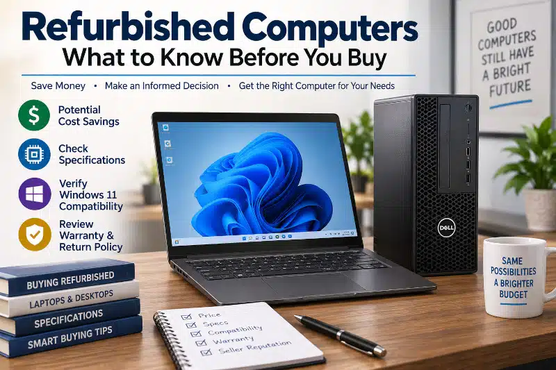 Refurbished laptop and desktop computer with key buying considerations