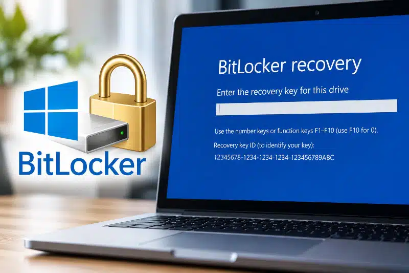 Windows BitLocker recovery screen asking for a BitLocker recovery key