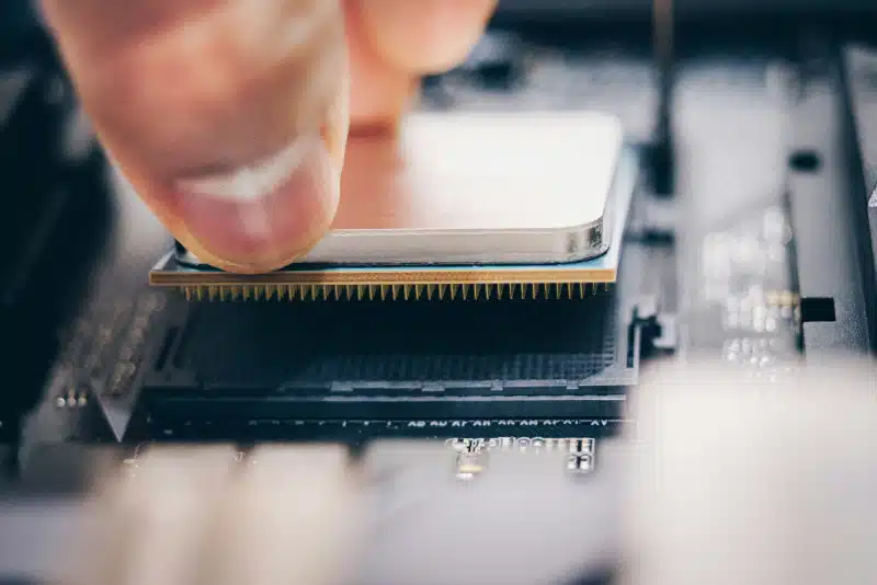 technician installing a cpu