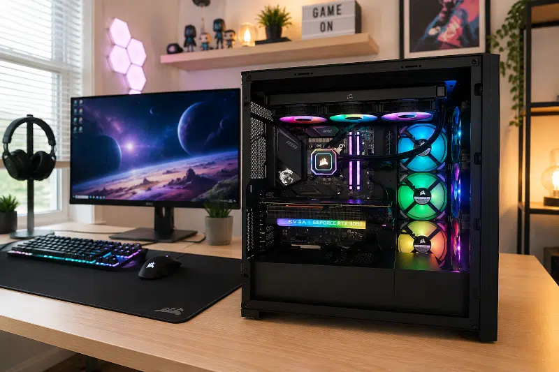 Modern gaming PC case with improved airflow and cable management