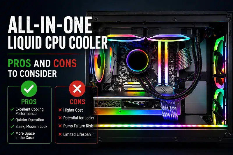 Air cooler vs AIO liquid CPU cooler comparison showing cooling options for a Gaming PC