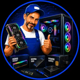 Computer hardware upgrade service by PCMechanic Computer Repair featuring custom gaming PC upgrades, graphics card installation, DDR5 memory upgrades, NVMe SSD upgrades, and power supply replacement in Davenport, Florida.